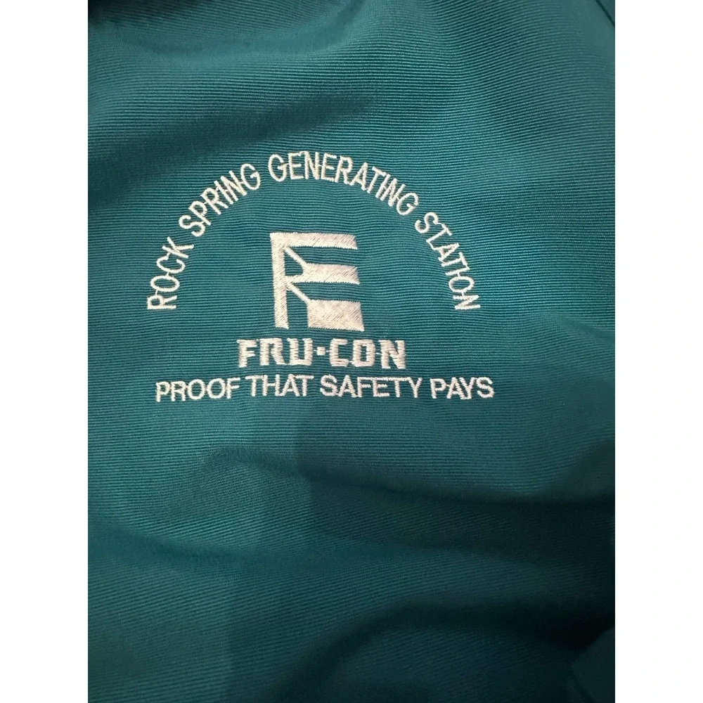 vtg carhartt fleece lined full zip aqua jacket‎ with company logo unsized
